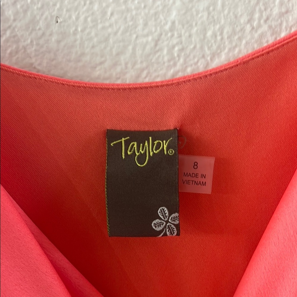 Taylor Coral Maxi Neck Tie Front Dress. NWT size 8 - Picture 3 of 8